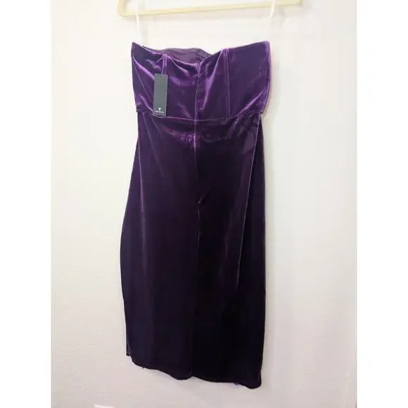 LULUS Glamorous Celebrations Purple Velvet Strapless Tulip Dress Womens Large - Picture 12 of 13